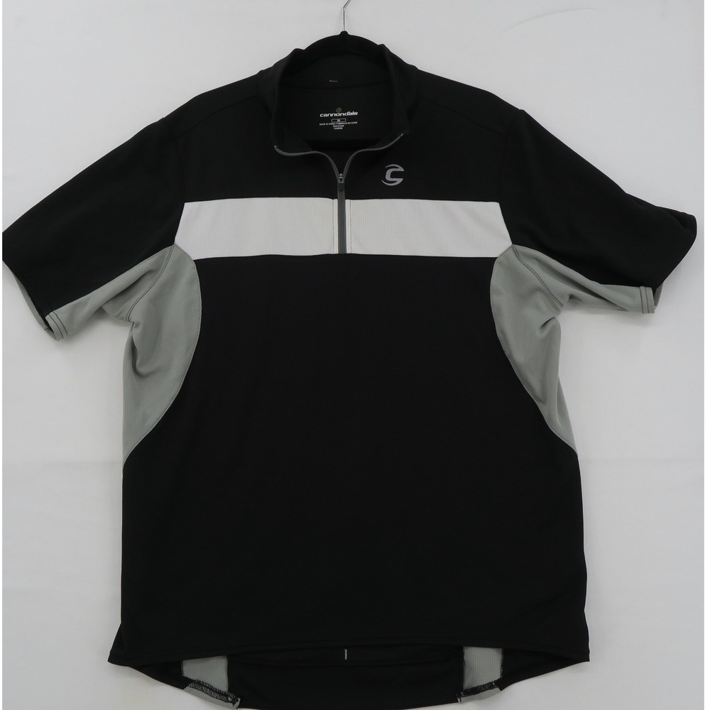 Cannondale Cycling Jersey Mens XL Black Grey White Quarter Zip Short Sleeve Bike